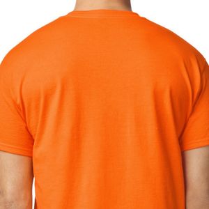 เสื้อยืดผู้ชายสีส้มสำหรับผู้ใหญ่ มีกระเป๋าเสื้อ ผ้าฝ้ายพรีเมียม คอกลม แขนสั้น สวมใส่สบาย มีกระเป๋าหน้าอก รับสกรีนโลโก้ ขายส่ง - Product Image 5