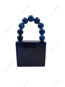 Bolso de mano indio hecho a mano de resina con asa de cuentas, bolso de lujo para fiestas y bodas para mujer - Product Image 6