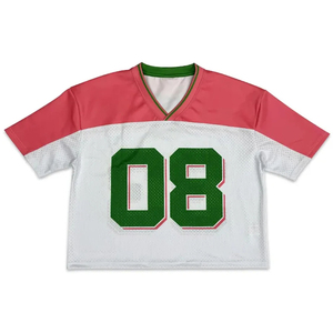 <b>V</b>-<b>Neck</b> Sublimated Soccer Jersey 08 Green Red <b>White</b> Mesh Breathable Adult Unisex Short Sleeve Team Sportswear - Product Image 1