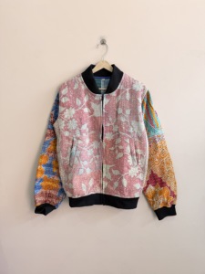 Wholesale Handmade Eco-Friendly <b>Vintage</b> Floral Pattern Cotton Kantha Quilted Traditional Boho Zipper <b>Bomber</b> <b>Jacket</b> - Product Image 2