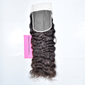 Extensiones de Cabello Humano Natural Negro Ondulado Profundo, Cierre Indio 6x6, 100% Cutícula Alineada, Doble Trama a Máquina, Sin Procesar - Product Image 5