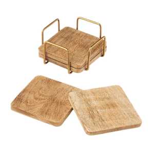 Premium Wooden Coaster Set with Elegant Handmade Design for Coffee <b>Mugs</b> Tea Cups and Stylish Modern Home Table Protection - Product Image 4