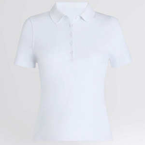 Polo décontracté confortable à manches courtes avec boutons, anti-rides, respirant et doux, polo uni pour femmes - Product Image 3