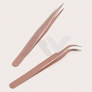 Pinzas Portátiles para Pestañas en Oro Rosa - Juego de 2 Herramientas de Acero Inoxidable para Extensión de Pestañas para Uso Doméstico - Product Image 1
