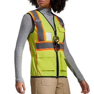 Chaleco de Seguridad Personalizado para Mujer, con Bolsillo en el Pecho, Franjas Grises, Ropa de Trabajo, Material de Malla de Poliéster Reflectante, Logotipo Personalizado - Product Image 5
