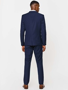 Traje de 3 Piezas Azul Marino Estilo Americano para Hombre, Corte Slim Fit, Blazer de Un Solo Pecho, Chaleco, Lana y Poliéster, Color Sólido, Cierre de Botones - Product Image 2