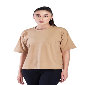 Camiseta de algodón 100% para mujer, venta al por mayor, Color sólido 2025, transpirable, de gran tamaño, holgada, informal, estilo veraniego - Product Image 2