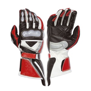 Premium Lightweight Full Leather Five <b>Fingers</b> Motorcycle Kart Racing Gloves Breathable Touchscreen Compatible Adjustable Wrist - Product Image 1