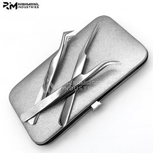 RMI Customized <b>Silver</b> Color Tweezers mirror polished easy Grip Eyelash Extensions Volume Lash Tweezers - Product Image 6