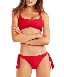 Ensemble de bikini personnalisé pour femme, couleur unie, imprimé sur le devant, maillot de bain deux pièces, service OEM, bas échancré de haute qualité - Product Image 5
