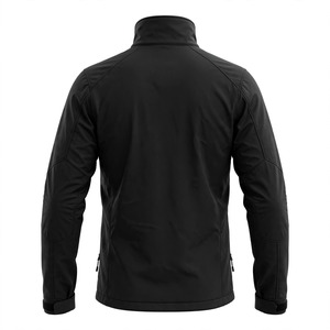 Veste matelassée en polaire noire pour homme, col montant, fermeture éclair, coupe-vent, décontractée, couleur unie, polyester, coupe régulière, hiver - Product Image 2