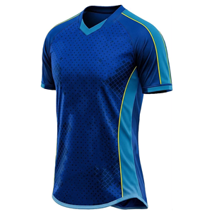 Maillot de football pour homme vert à col en V et manches courtes, imprimé géométrique, en polyester respirant, vêtement de sport toutes saisons - Product Image 1