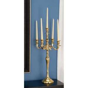 5 Arms Luxury <b>Candelabra</b> Manufacturer & Wholesaler Customizable Designs And Durable Gold Color Metal Candle Holder Centerpiece - Product Image 1