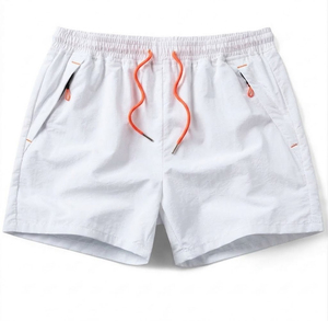 Shorts d'été pour hommes de qualité supérieure, tissu polyester respirant, shorts décontractés pour la gym et la course à pied, cordon de serrage, taille élastique tricotée à l'avant - Product Image 4