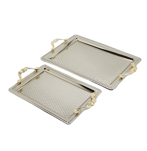 Bandeja de Servicio de Acero Inoxidable Dorada de Diseño Moderno, con Asa, Ecológica, de Grado Alimenticio, para Uso en el Hogar y Hoteles, al Mejor Precio, Suministro de Fábrica - Product Image 4