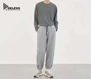 Nouveau sweat à capuche pour homme, automne, manches longues, tricot gaufré, coupe ample, polyester/coton, uni, thermique, doux, 2 pièces, prix bas - Product Image 5