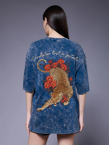 Camiseta de Mujer de Gran Tamaño, Estilo Casual, Vintage, Retro, Lavado Ácido, 240 GSM, 100% Algodón, Hombros Caídos, Calidad Premium, Fabricada por OEM - Product Image 4