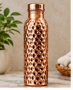Botella de Agua de Cobre con Grabado Floral Vintage, Portátil, con Tapa, Frasco Grabado para Bebidas - Product Image 5