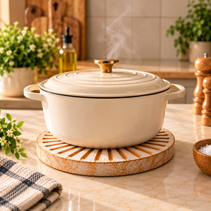 Sous-plats ronds modernes en bois pour plats chauds, support de casserole antidérapant, tapis résistant à la chaleur pour casseroles et poêles, 8 pouces, style shabby chic blanc - Product Image 2