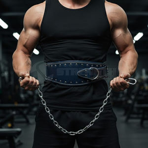 Ceinture de musculation en cuir épais avec chaîne métallique pour l'entraînement de force et les exercices de gym - Product Image 3