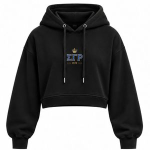 Sudadera Corta con Capucha Negra Personalizada Sigma Gamma Rho para Mujer, Sudadera con Gráfico de la Hermandad Griega 1922, Ropa de Moda con Capucha y Manga Larga - Product Image 1