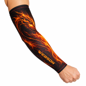 Manguitos de Ciclismo Webson con Estampado de Llamas, Protección Anti-UV, Transpirables, de Secado Rápido, Color Degradado, Unisex, para Deportes al Aire Libre - Product Image 1