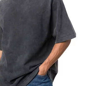 T-shirt Homme Oversize Imprimé Effet Délavé Acide, Style Streetwear Vintage, Tendance Actuelle - Product Image 2