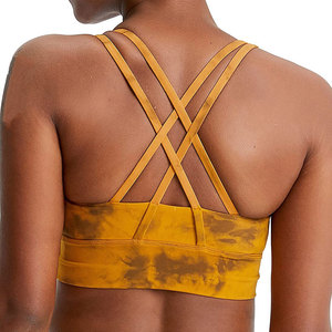 Sujetador deportivo acanalado con cuello redondo para mujer, soporte medio, sin costuras, color liso, tirantes finos, transpirable, para yoga y fitness - Product Image 6