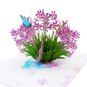 Agapanthus 수공예 꽃 팝업 카드 선물 어머니의 날 수제 종이 공예 인사말 카드 제조 베트남