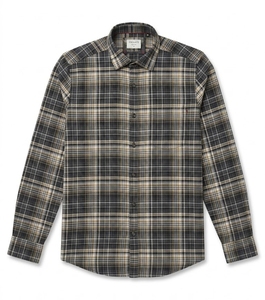 Chemise décontractée en coton à carreaux marron et noir pour homme Enovate, manches longues, col rabattu, style automne, tissée - Product Image 1