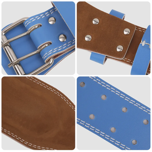 Ceinture de musculation unisexe en cuir de vachette robuste, antidérapante, confortable, respirante, protection professionnelle, écologique, bleue pour - Product Image 3
