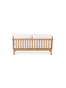 Canapé-lit scandinave en bois massif avec coussins en tissu blanc, design convertible pour salon, 2 places, accoudoir droit - Product Image 5