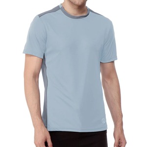 เสื้อยืดคอกลมแขนสั้นผู้ชาย สีฟ้าอ่อน ทรงปกติ ผ้าถักแห้งเร็ว 100% ผ้าฝ้าย สไตล์ลำลอง สีพื้น โลโก้ด้านหน้า - Product Image 1