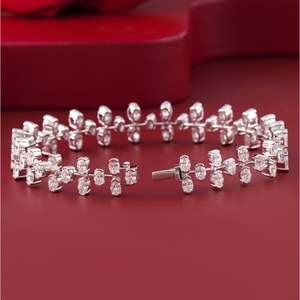 Lab Grown Diamond Vine Cluster Bracelet 7.55 CT 14K White <b>Gold</b> Rhodium Plated 18K <b>Solid</b> <b>Gold</b> Yellow <b>Gold</b> Rose <b>Gold</b> - Product Image 4