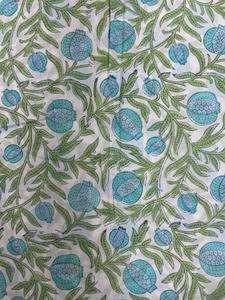 Hand Block Printed Pomegranate Print Cotton Poplin <b>Fabric</b> 58/60 Inch Width <b>Medium</b> Weight Woven Home Textile Foliage Pattern - Product Image 1