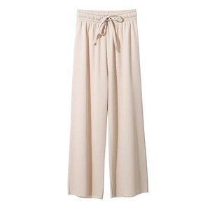 Pantalon droit décontracté d'été pour femme, respirant, écologique, taille haute élastique, coupe ample, en molleton, séchage rapide, 100 % coton - Product Image 3