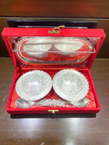 Juego de regalo de tazón de plata bohemio tradicional con cuchara para Diwali - Product Image 3