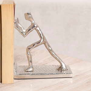 Modern design cast aluminum shiny nickel plated Human Figurine Bookends Decorative <b>Book</b> Holder Home Shelf <b>Decor</b> customization - Product Image 2