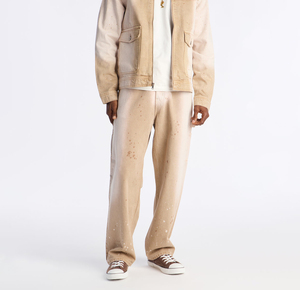 Pantalones Cargo Beige para Hombre, de Algodón y Mezclilla, Corte Holgado, Estilo Utilitario, Color Sólido, para Primavera - Product Image 1