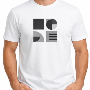 Premium Men’s <b>White</b> T-Shirt | Minimalist Geometric Abstract Graphic Print | Short Sleeve Casual Style Streetwear <b>tee</b> - Product Image 2