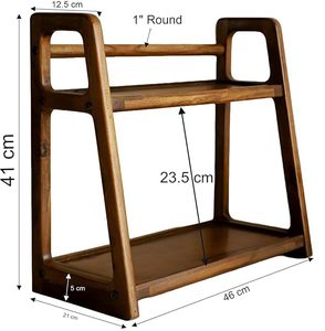Wooden Foldable Tiered Storage <b>Rack</b> 2-Tier Waterproof Modern Design with Baking Paint Finish for <b>Kitchen</b> Spice Organization - Product Image 2