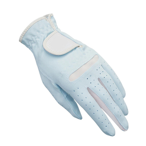 Gants de golf en cuir Cabretta toutes saisons pour hommes, personnalisables avec logo, respirants, blancs et bleus, avec emballage OEM, vente en gros du fabricant (par paire) - Product Image 6
