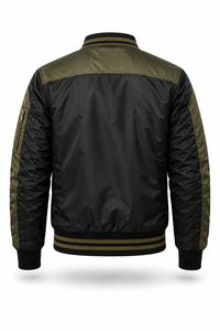 Chaqueta Bomber Negra para Hombre, Cierre de Cremallera, Estilo Casual, Cuello Alto, Bloques de Color, Material de Poliéster, Ropa de Otoño - Product Image 3