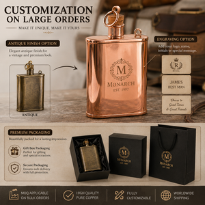 Premium <b>Copper</b> Hip Flask 6oz Pocket Flask Leakproof <b>Screw</b> Cap Portable Whiskey Flask Gift for Men Wedding Groomsmen Travel Gifts - Product Image 5