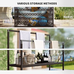PE Rattan Wicker <b>Pool</b> Float Storage Organizer with Rolling <b>Pool</b> Caddy Floating Basket Shelf Towel Bars <b>Pool</b> Tools & <b>Accessories</b> - Product Image 5