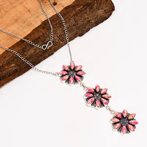 Collier à trois fleurs en jaspe sédiment marin rose, en argent sterling, fait main, style bohème du Sud-Ouest, cadeau pour elle - Product Image 4