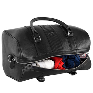 Wholesale Smart Range Leather Genuine Full Grain Cowhide Leather Duffel <b>Bag</b> Black Travel Weekender Holdall Shoulder Strap YKK - Product Image 5