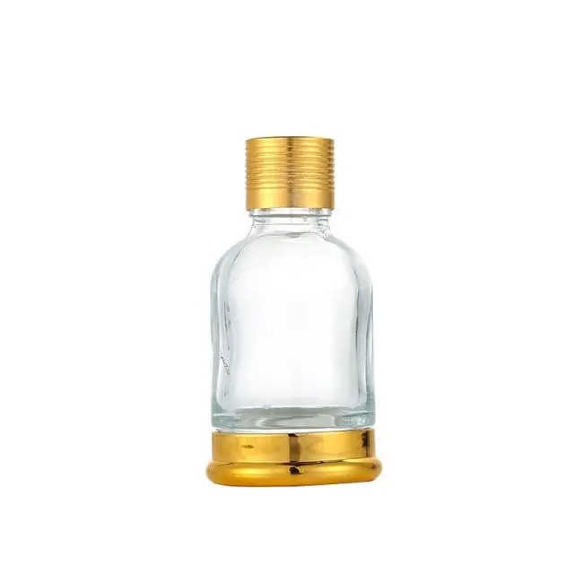 Garrafa de perfume de vidro para embalagem, frasco de perfume de vidro redondo vazio personalizado com tampa dourada 20ml 30ml 50ml, atomizador em spray