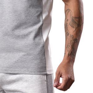 Mens Contrast Panel Jersey <b>Tee</b> <b>White</b> Grey Short Sleeve Performance Training Shirt Breathable Quick Dry Running Fitness Sport - Product Image 4