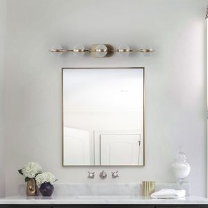 Luminaire de salle de bain à 5 ampoules LED avec abat-jour en acrylique effet sable cristallin, luminaire décoratif mural pour salles de bain - Product Image 1